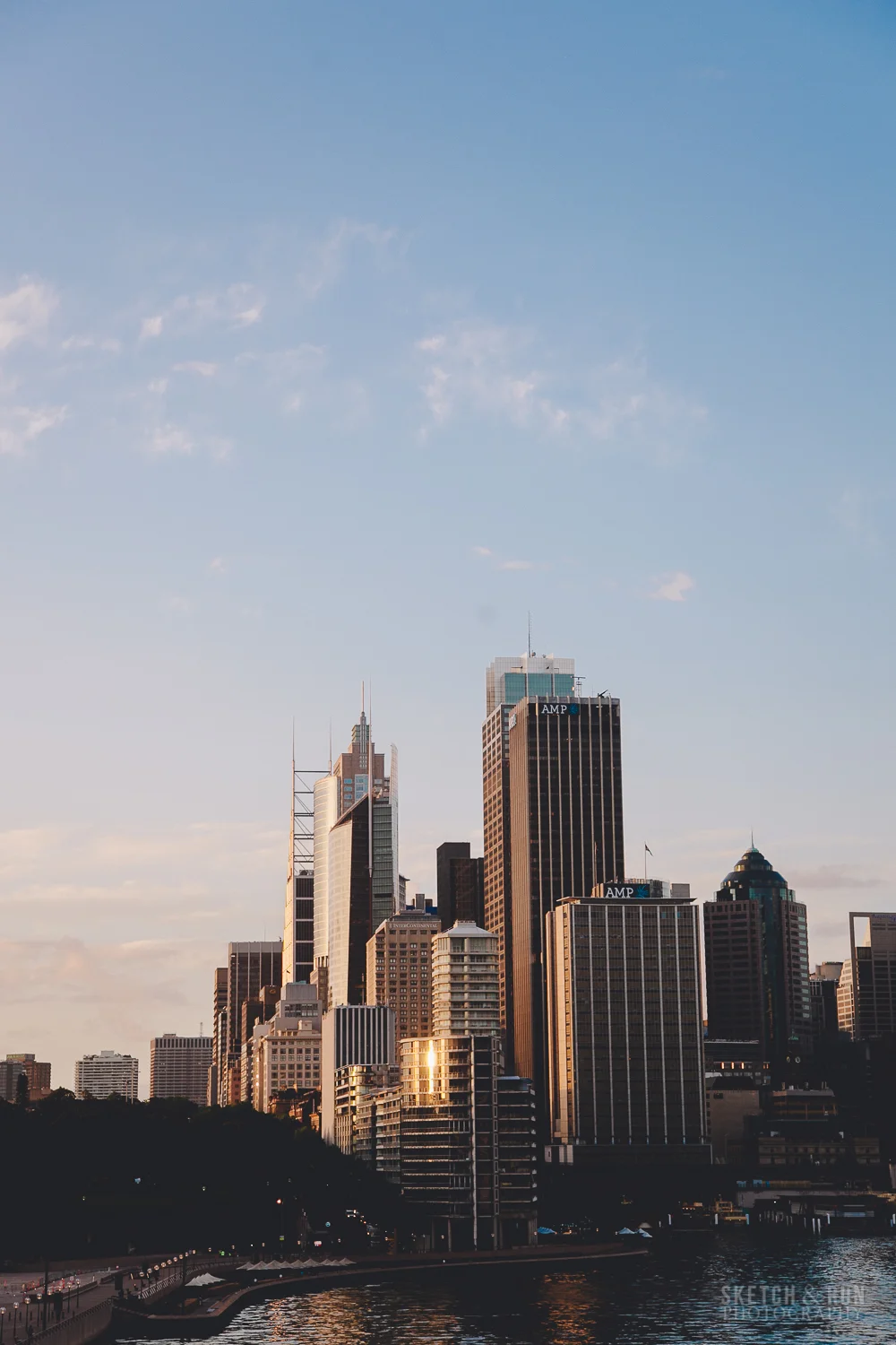 sydney, CBD, skyscrapers, light, sunrise