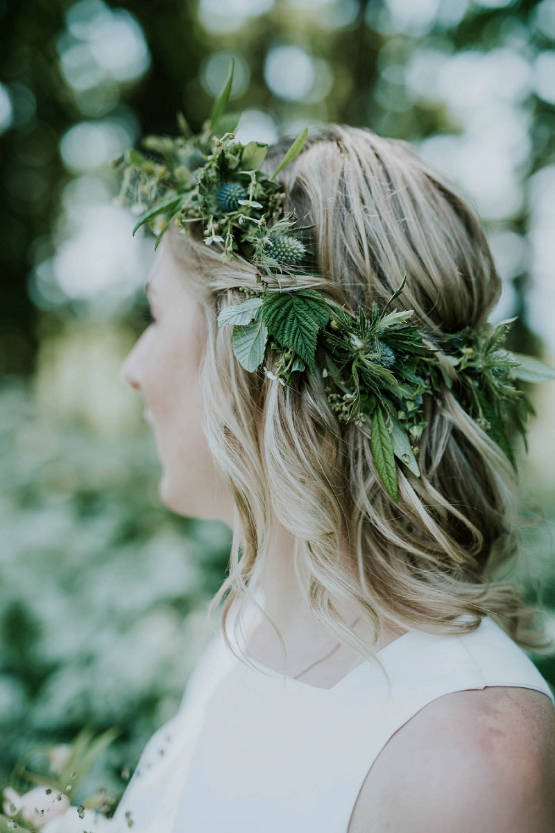 Green flower crown | hair and makeup for brides | full-service destination wedding | get married in Denmark | Aero Island | Danish Island Weddings | Denmark wedding planners and venue