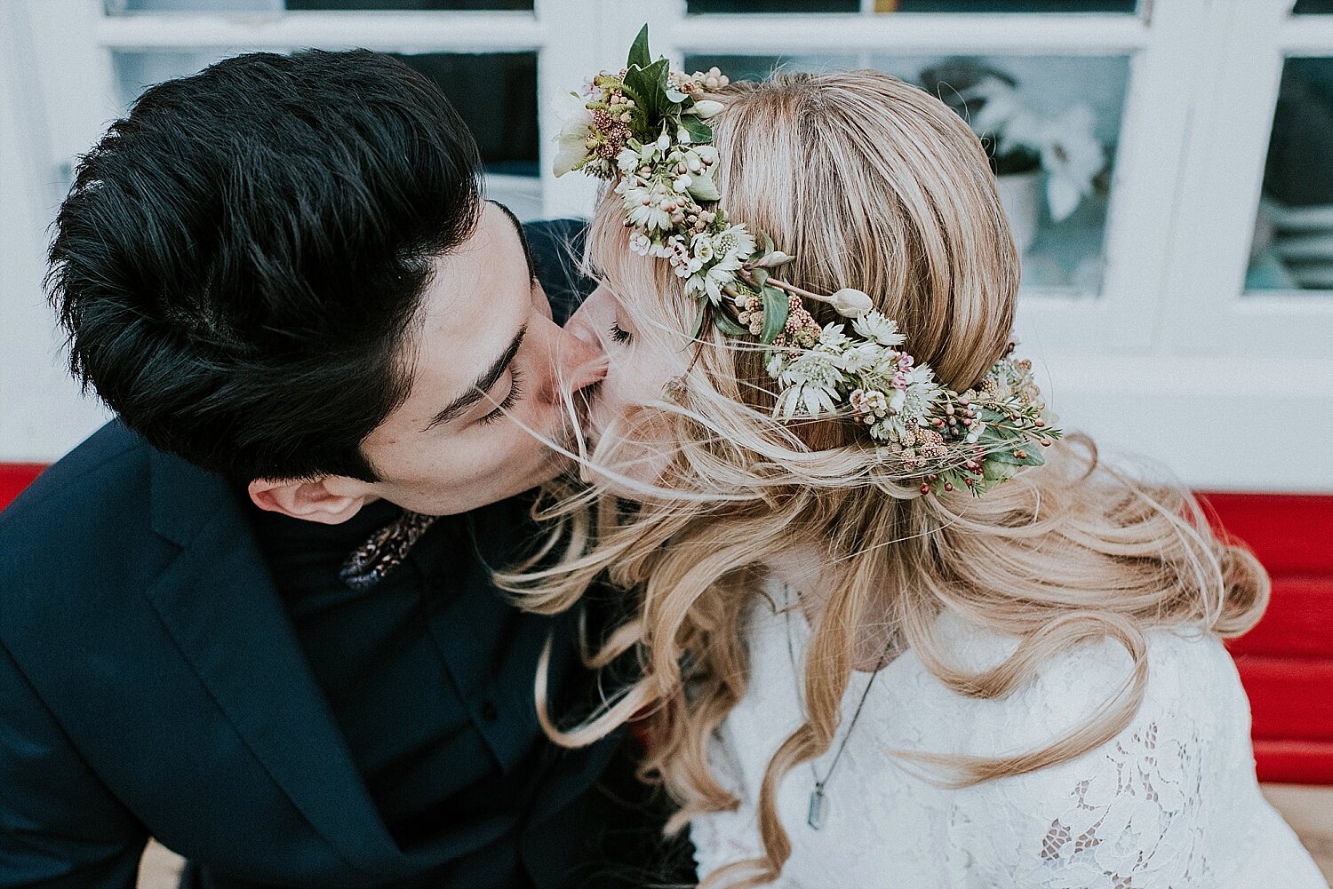 bride and groom at winter elopement wedding ceremony in denmark