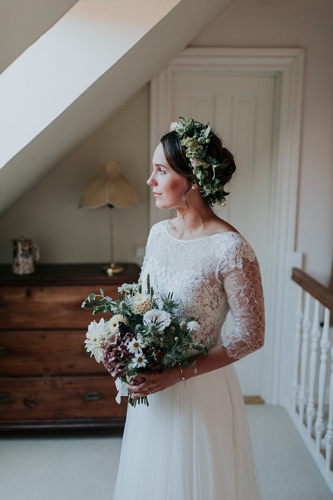 bride preparing for intimate rustic wedding ceremony - aero island, denmark - full service wedding planners - danish island weddings