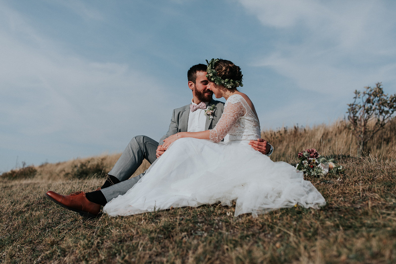 bride and groom at intimate rustic wedding ceremony - aero island, denmark - full service wedding planners - danish island weddings