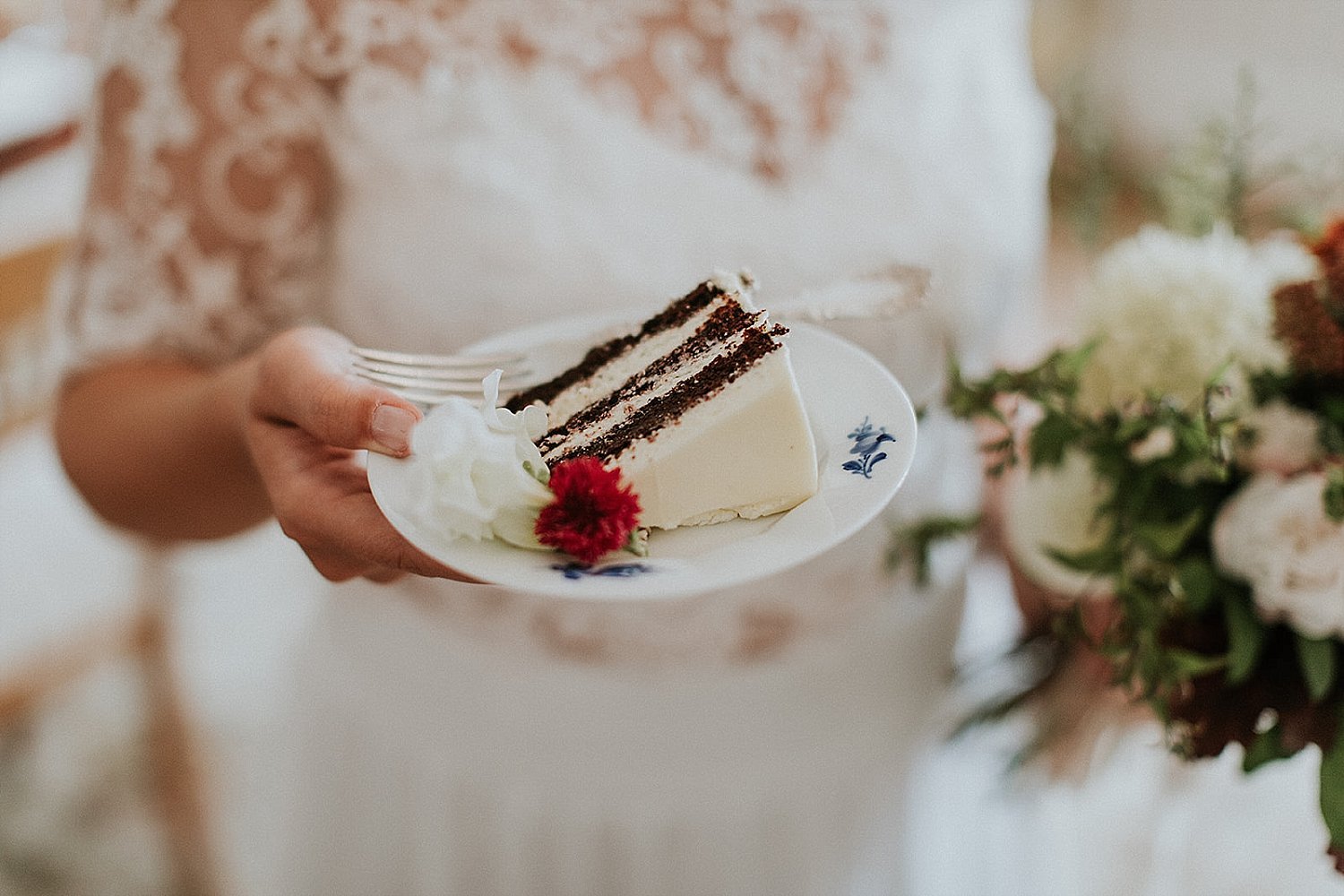 wedding cake on plate | full-service destination wedding | get married in Denmark | Aero Island | Danish Island Weddings | Denmark wedding planners and venue