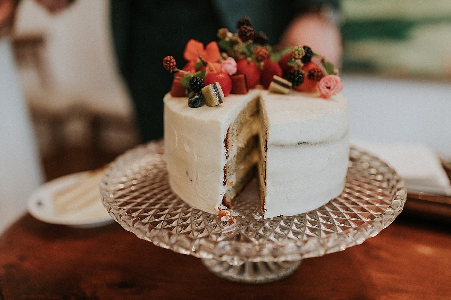 artisanal wedding cake with fruit and confections | full-service destination wedding | get married in Denmark | Aero Island | Danish Island Weddings | Denmark wedding planners and venue