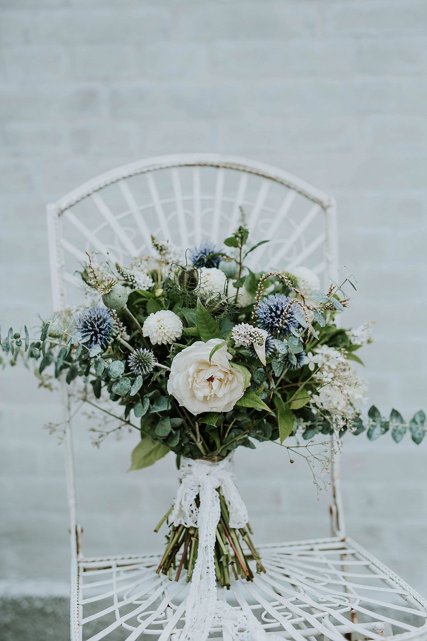 Wedding bouquet on chair