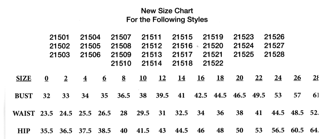 Mori Lee Size Chart