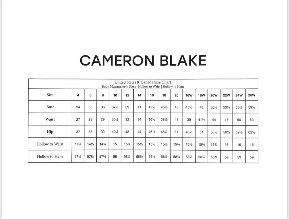Ralph Blake Size Chart