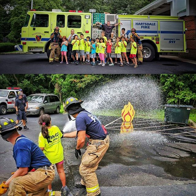 Kang's Martial Arts Camp stopped by the Hartsdale Fire Department today to kick off their superhero week. #greenburghfirefighters #iaff #fireprevention  #martialarts