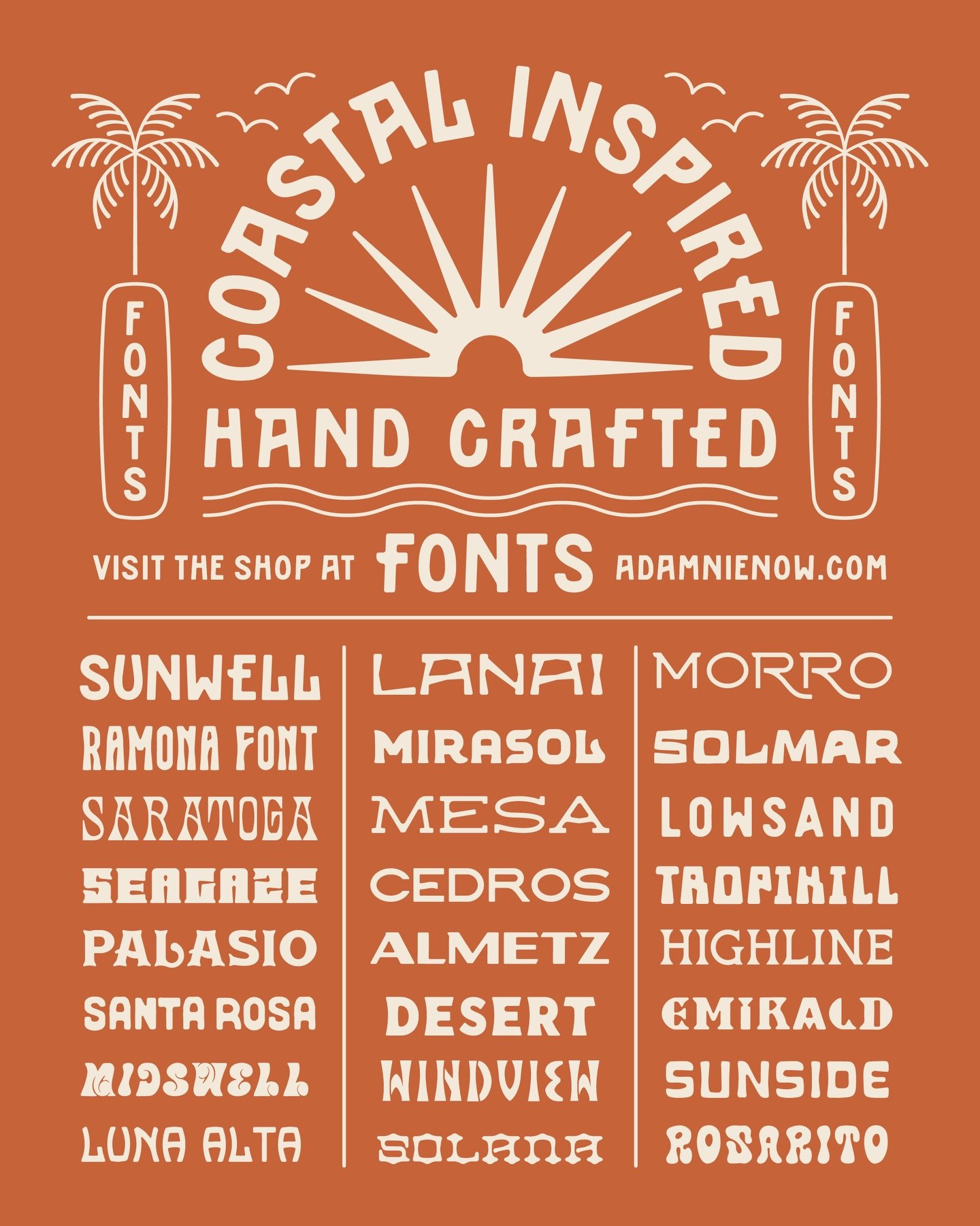 My type collection is always growing! Here&rsquo;s a few of my favorites from over the years. I have a fun new bundle coming out soon, but in the meantime head over to the shop to check out some fun coastal inspired fonts!

Thank you to everyone who 
