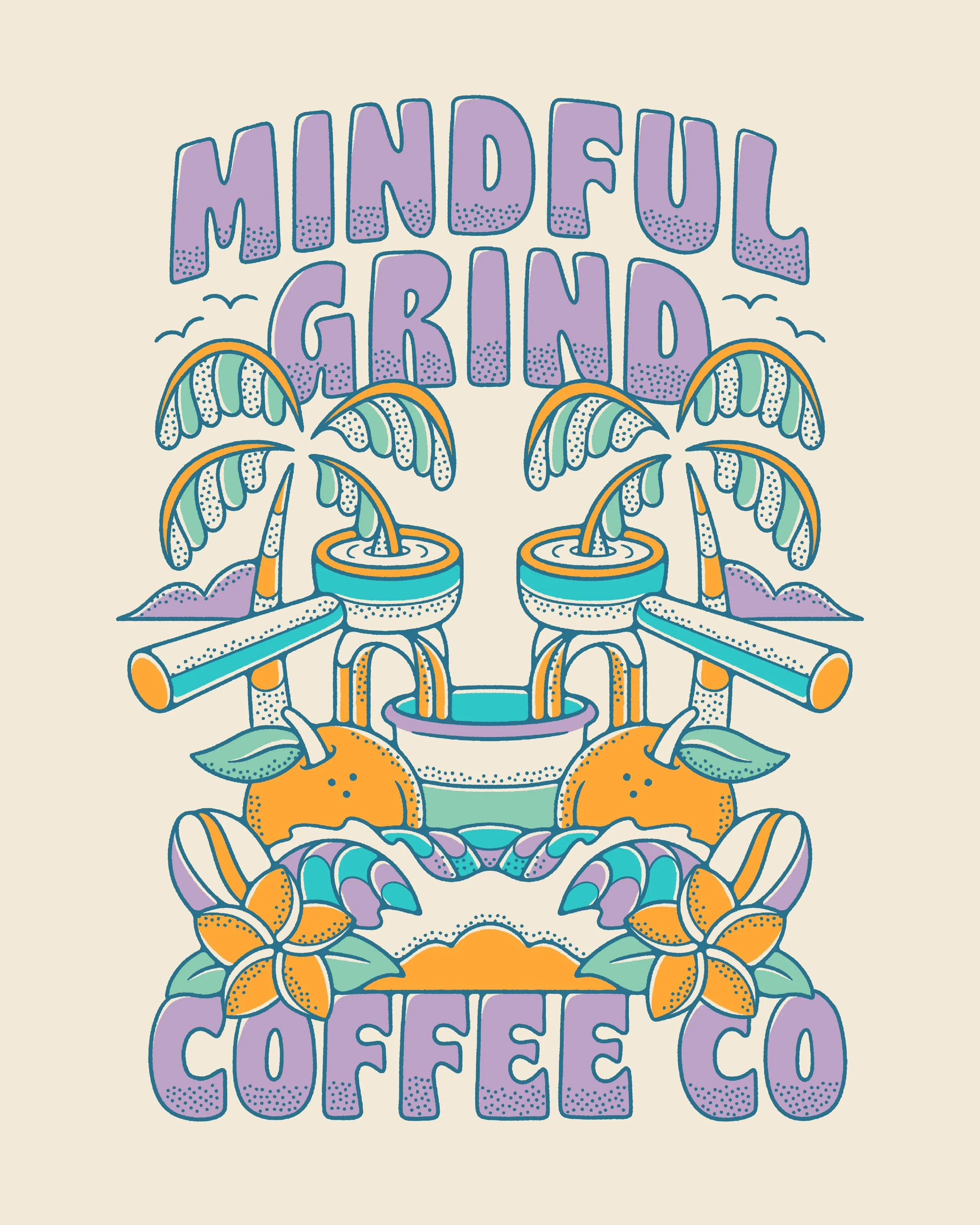 A really fun new T-Shirt design for @mindfulgrindcoffeeco I had so much fun working all of these elements together, love how it turned out!