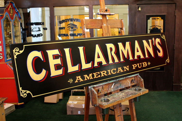 Sign Painting: Wood Sign for Cellarman's Pub Sherman TX