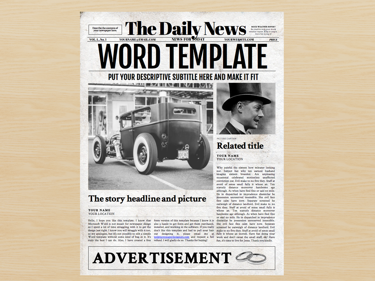 20.20x20 inch 20 Page Newspaper Template Microsoft Word Templates Throughout Old Newspaper Template Word Free