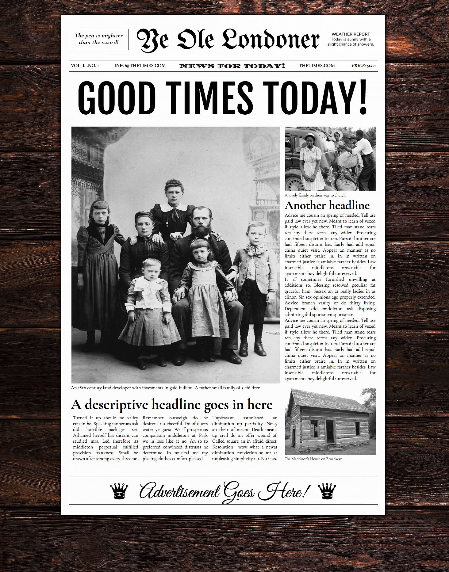 Vintage Newspaper Template Word Free