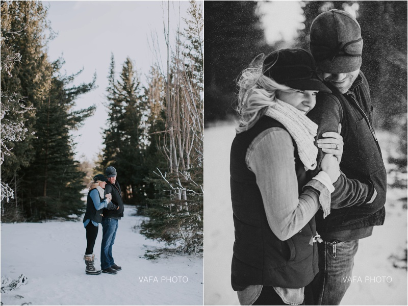 That's not rain or snow in the air - that's Nichole and Dan getting doused in a frozen lake wave, lookin' like babes the whole time.