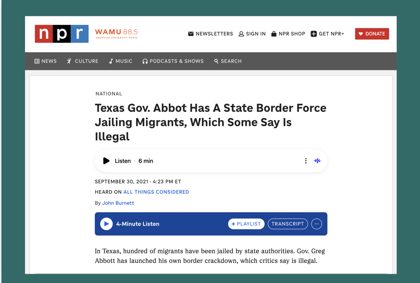 Generating national media attention for abusive and unconstitutional state program against immigrants 