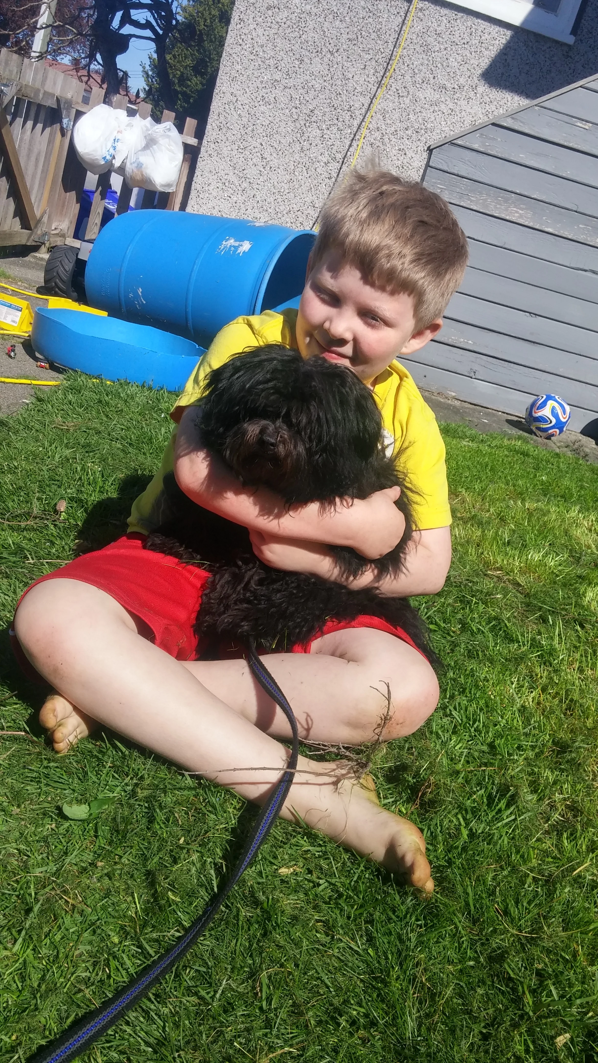 My son Henry with Cleo.