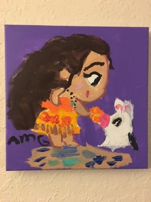 Babba's first canvas painting of Moana. 