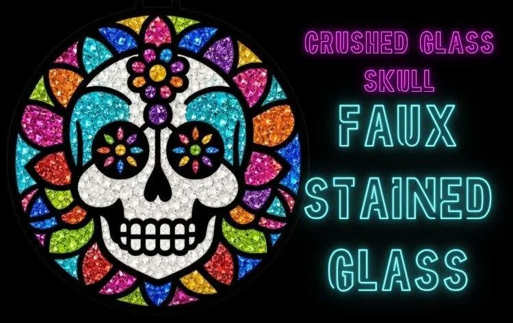 Crushed Glass Skull Faux Stained Glass