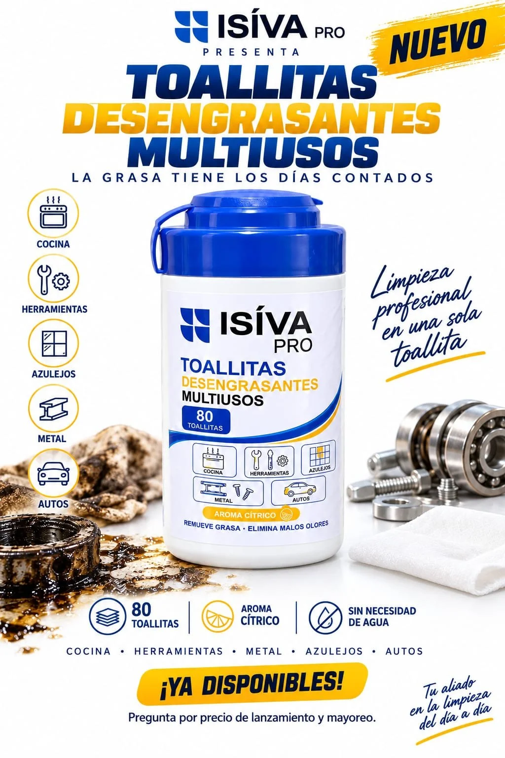 ISIVA PRO Toallitas desengrasantes