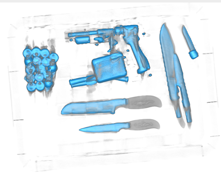 IDSS' airport security machine detecting weapons in a bag