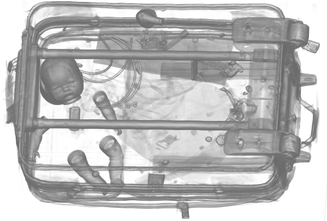Scan showing the interior contents of luggage at security checkpoint