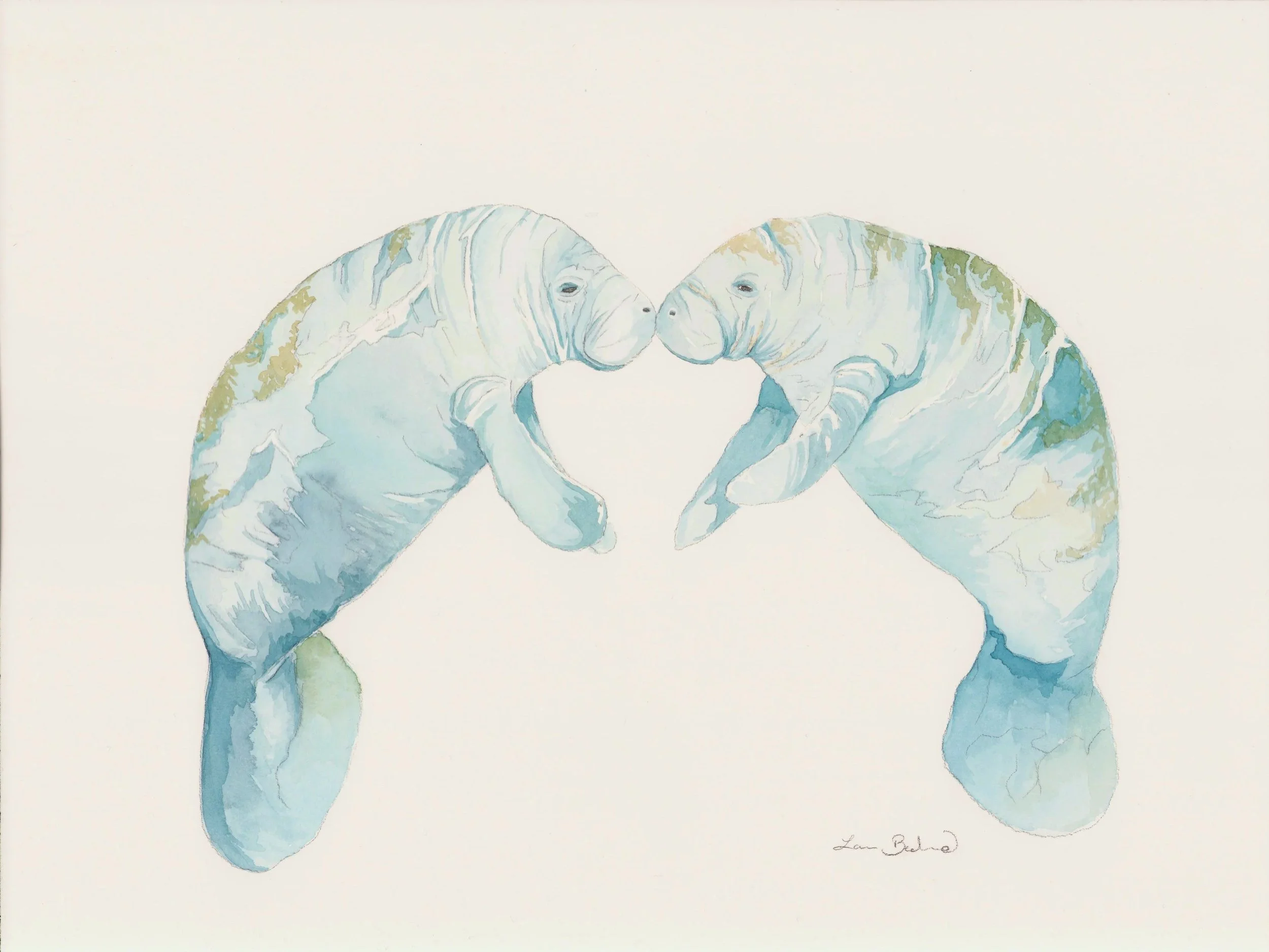 Manatees in Love (SOLD) Watercolor 9"x12”