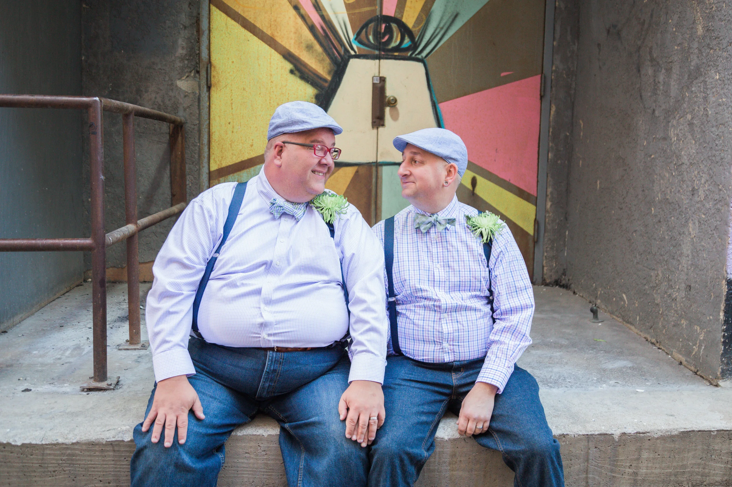 Shooting with Kevin and Josh was a dream! We were downtown in Columbus, Ohio in one of the city's back alleys where we were able to capture unique graffiti and beautiful brick as a backdrop to their Fall wedding.