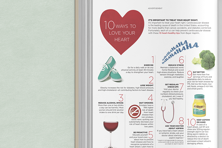 Bayer Asprin Advertorial in Real Simple Magazine