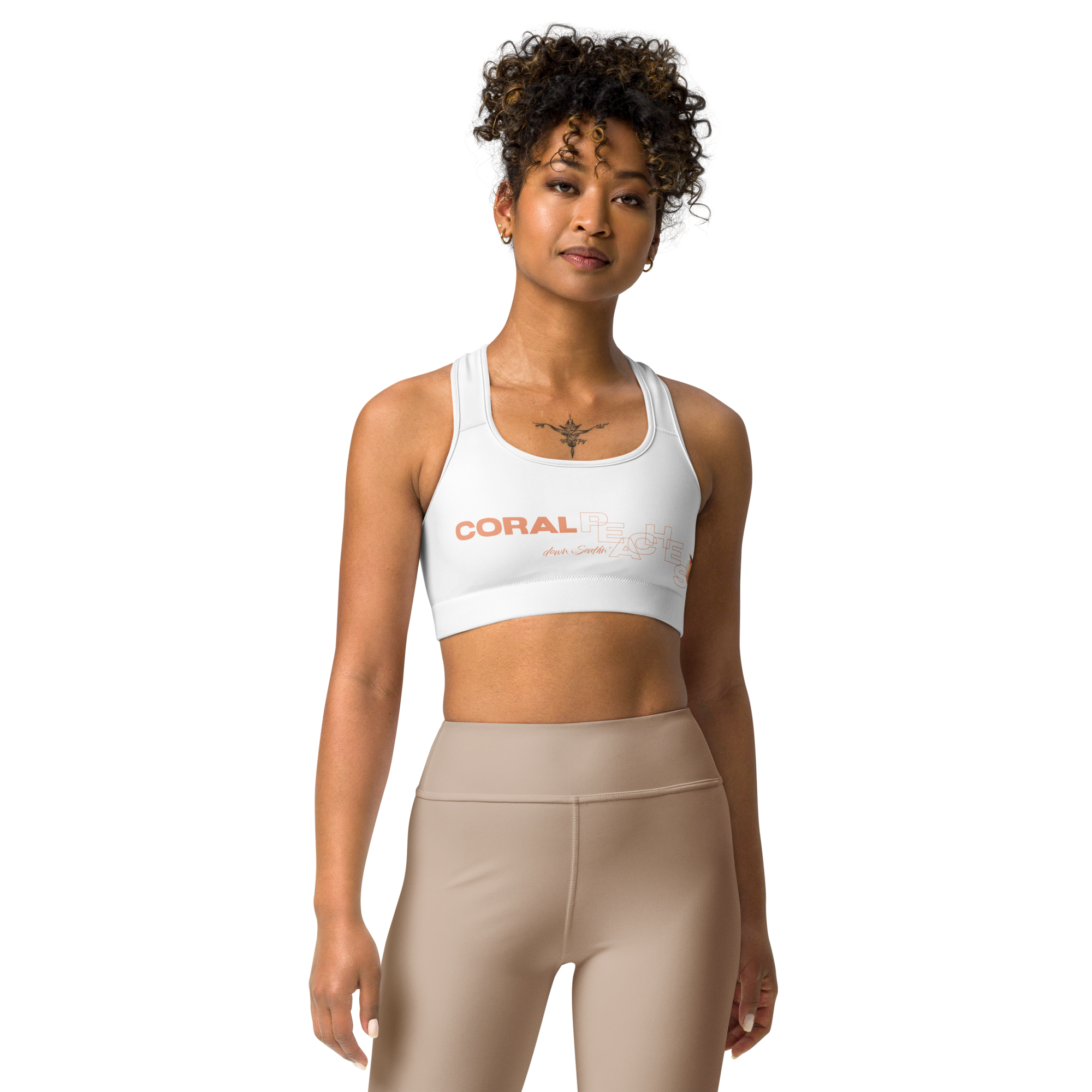 White coralPEACHES® Sports Bra Front.png