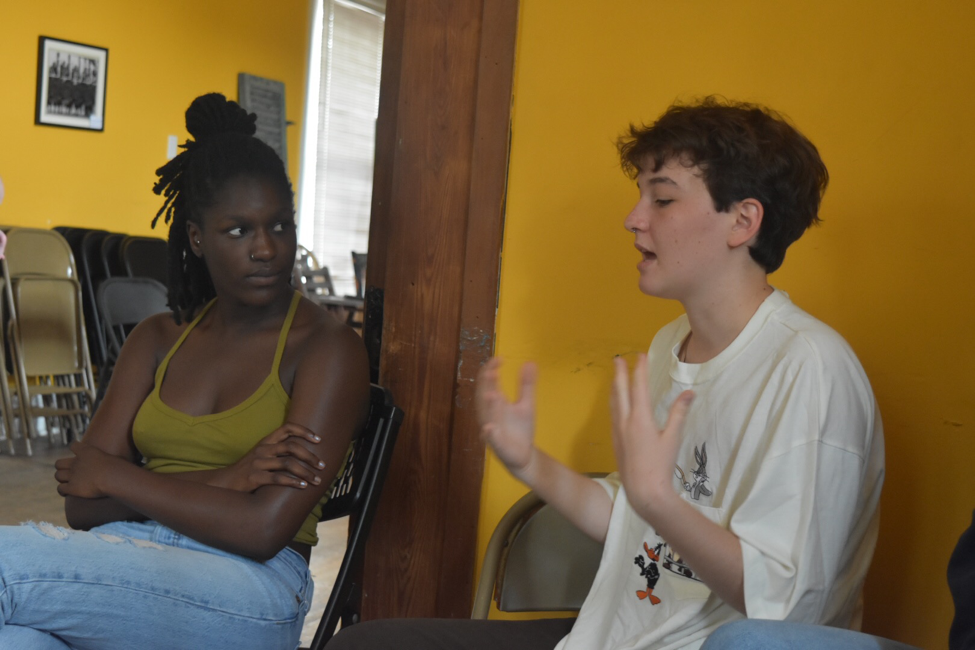 A Ben Franklin Fem Club member talking about why diversity in science should be a main focus of the March for Science. pc Margaux Schexneider