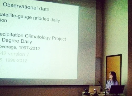 Angie in action, defending her Ph.D. thesis.