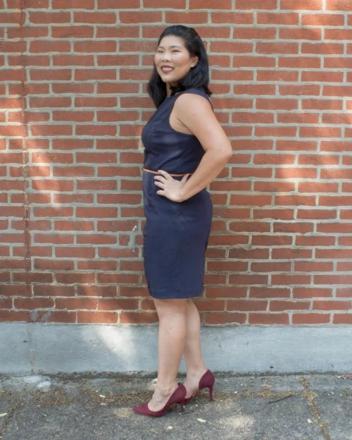 Beau wearing the Marie Curie dress from AmorSui’s Chimie collection.