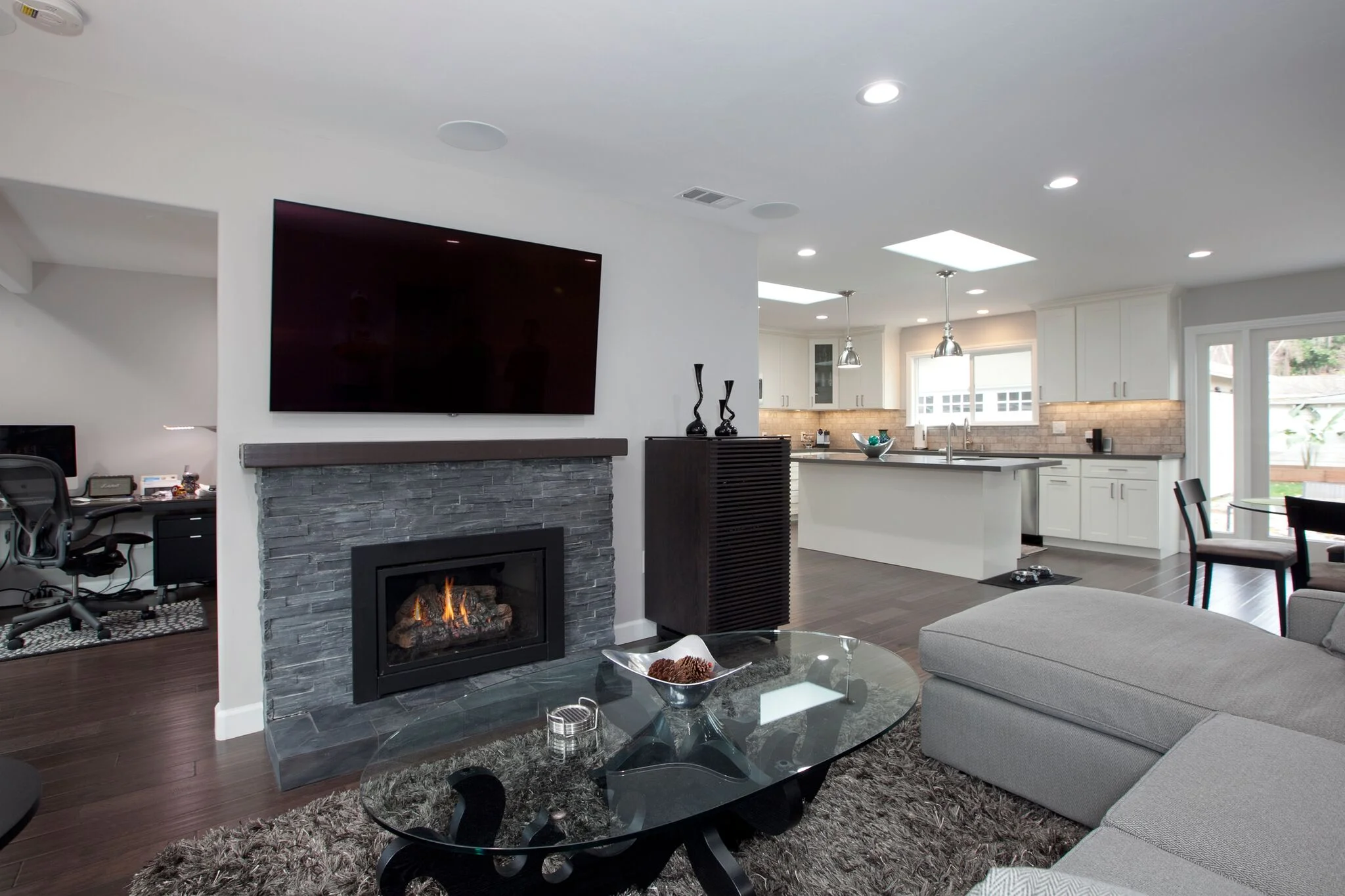 NEW WING WALL AND FIREPLACE