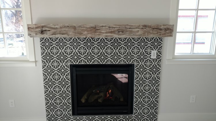 Distressed Wood Turned Into a Mantle