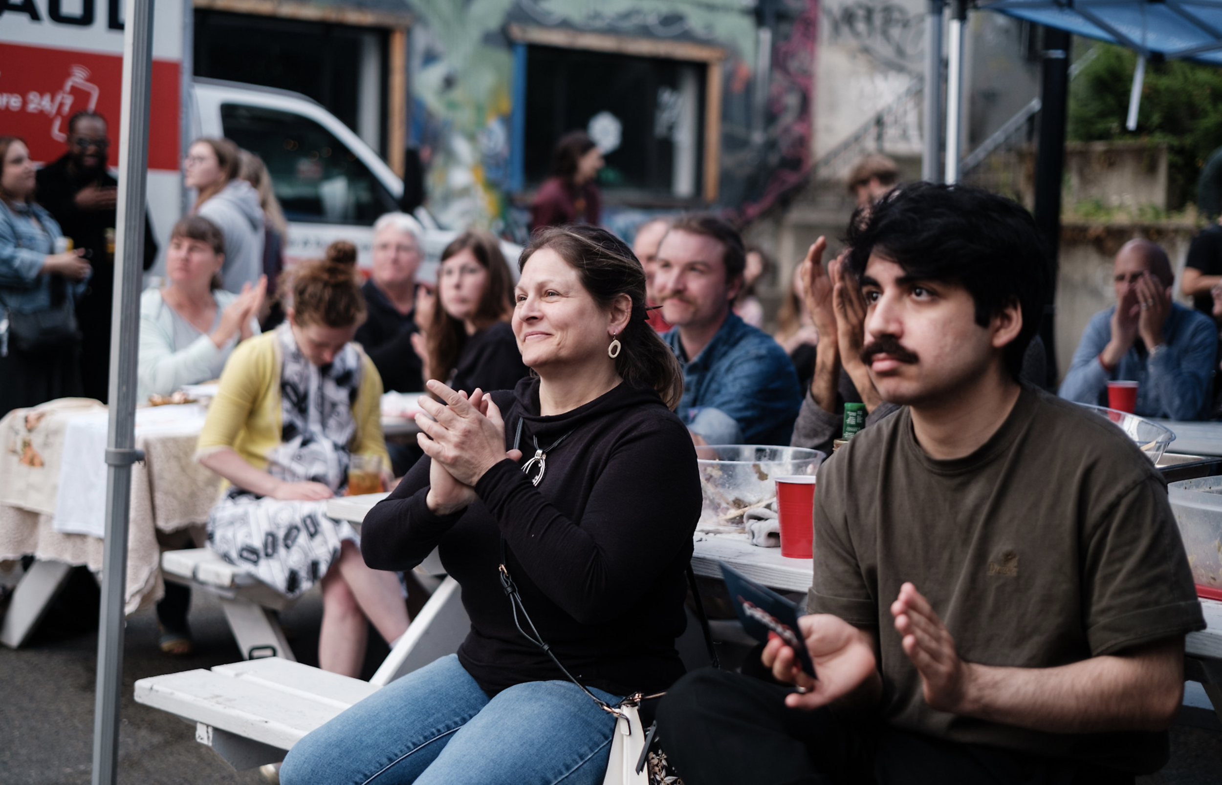 BBQ attendees.