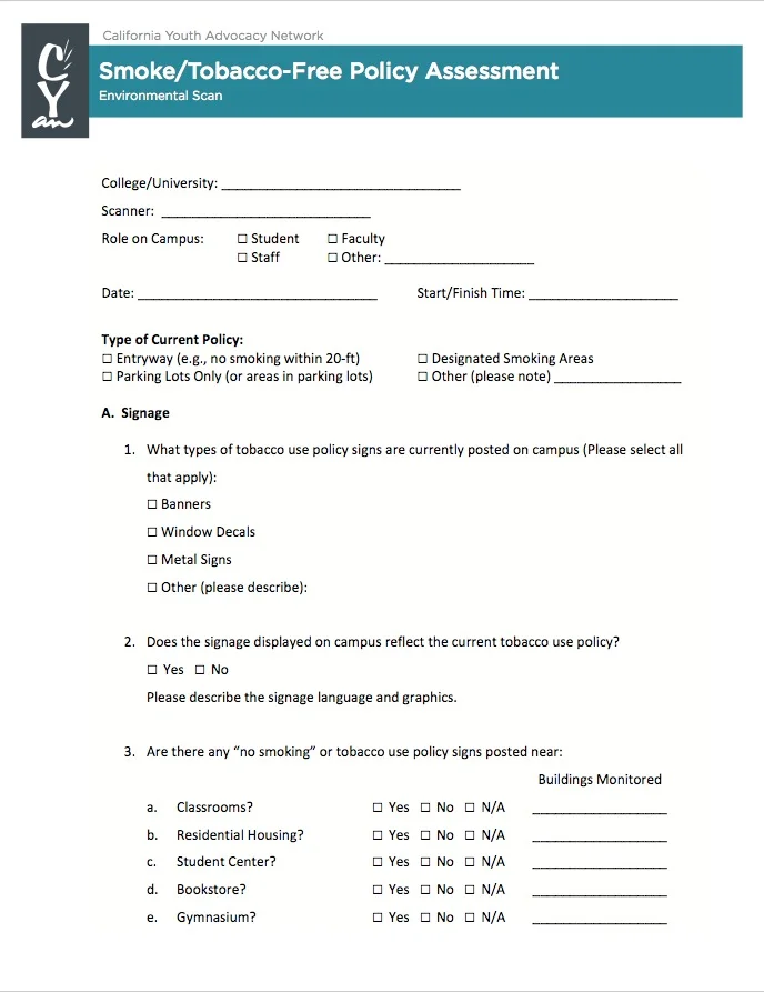 CYAN College Environmental Scan Form