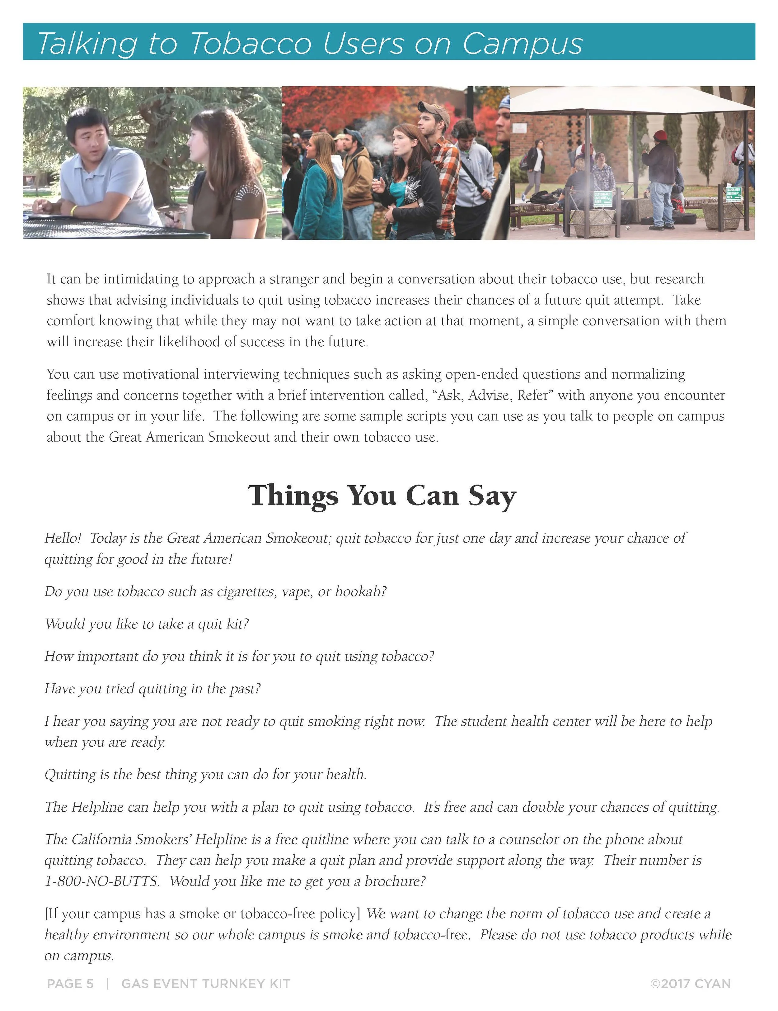 Talking to Tobacco Users on Campus