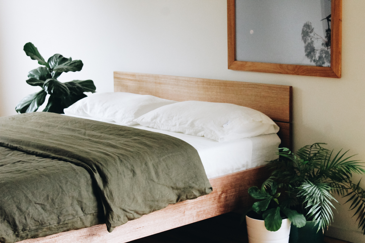 Custom made recyled victorian ash timber queen bed frame with linen bed covers - Al and Imo Handmade-50.jpg