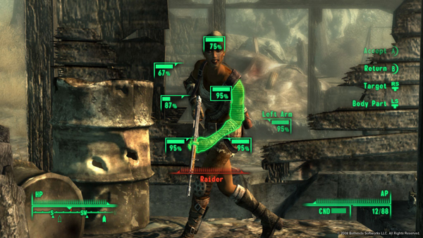 Doug has been getting quite comfortable with VATS in Fallout 3. The Bloody Mess perk is purely optional, however.