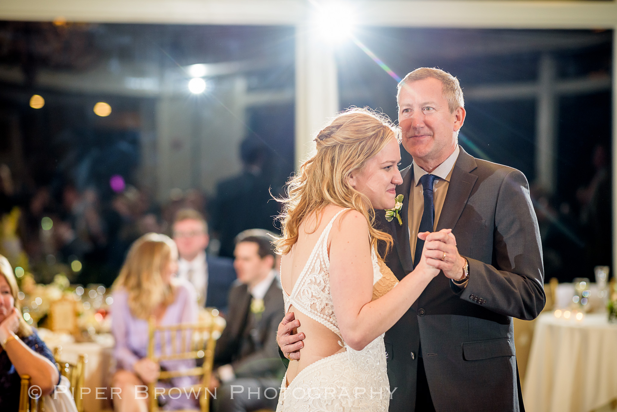 father and daughter dancing at wedding in Newport
