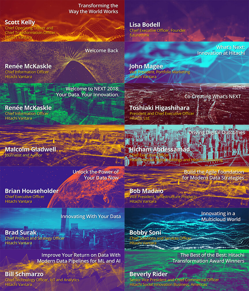 Example titles that were used to introduce each speaker during the event. These were all videos that were recolored in Photoshop before animating copy in AE.