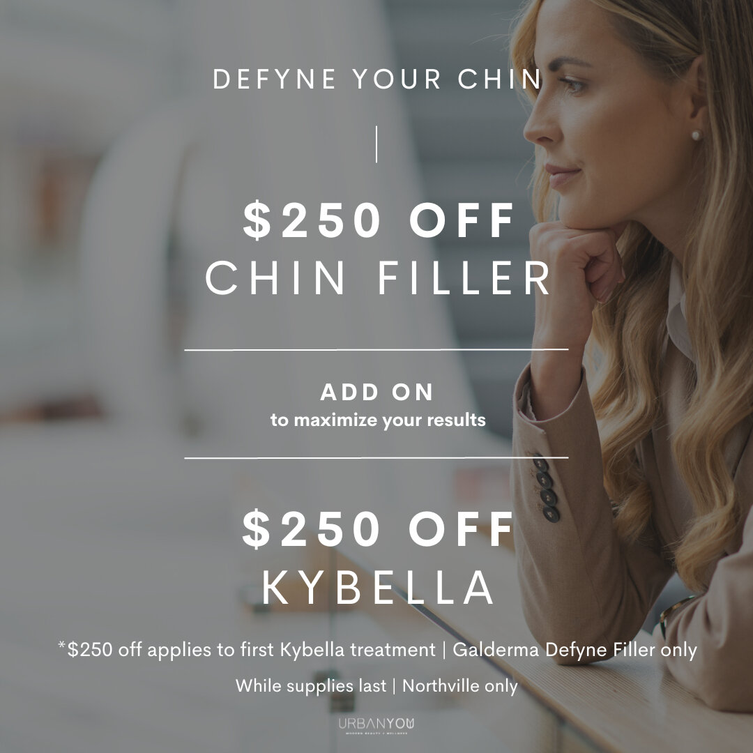 Stuck with a double chin? Northville, now is the perfect chance to Defyne Your Chin! ​​​​​​​​​
Achieve the perfect profile this May with our special - get $250 off chin filler + add on $250 off Kybella to maximize your results and achieve the profile