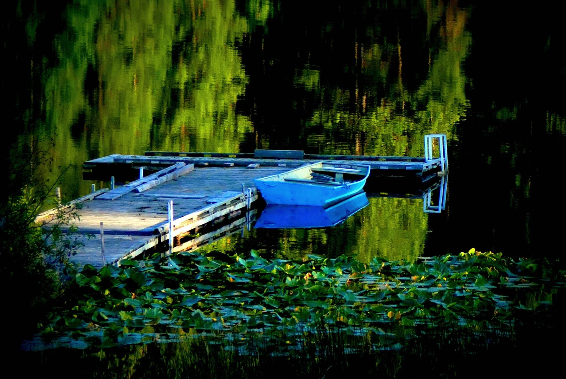 "Blue Boat on Jewel Lake"