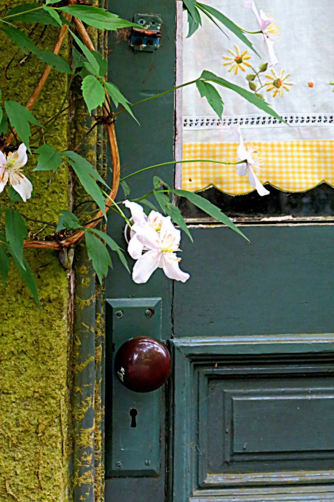 "Blue Door, Yellow Curtain"