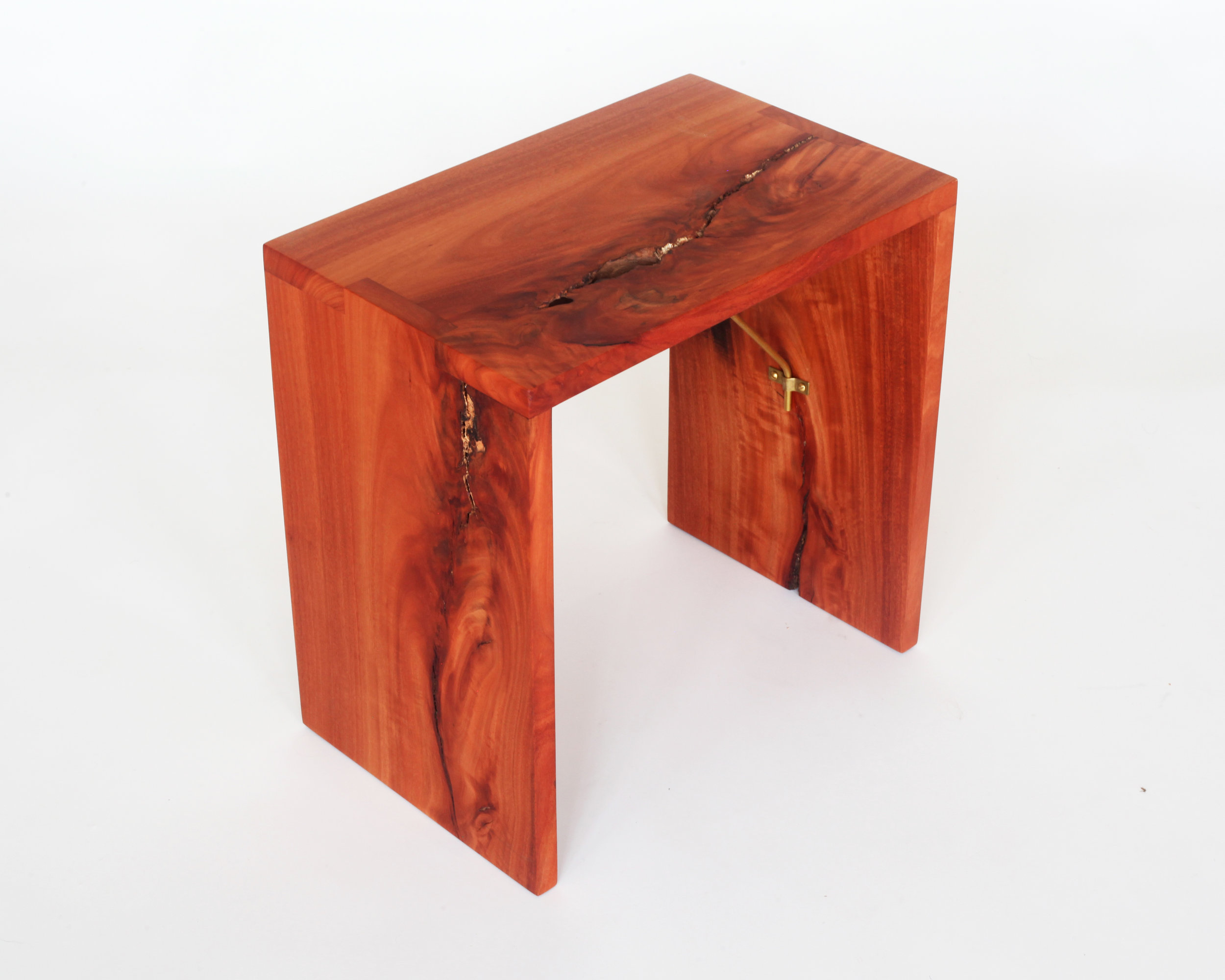  Small bench-  Red ironbark eucalyptus, brass 
