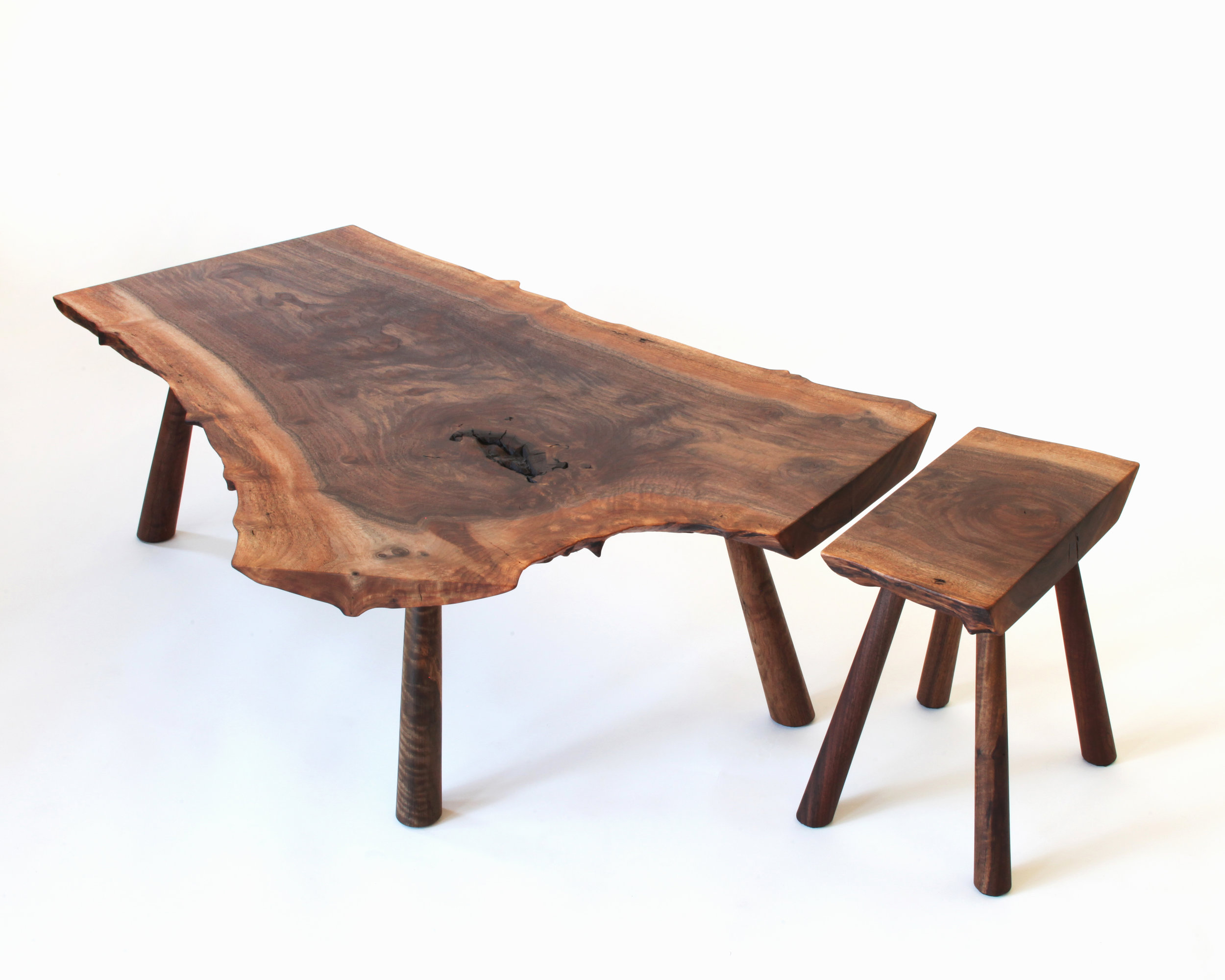  coffee table, stool-  claro walnut 