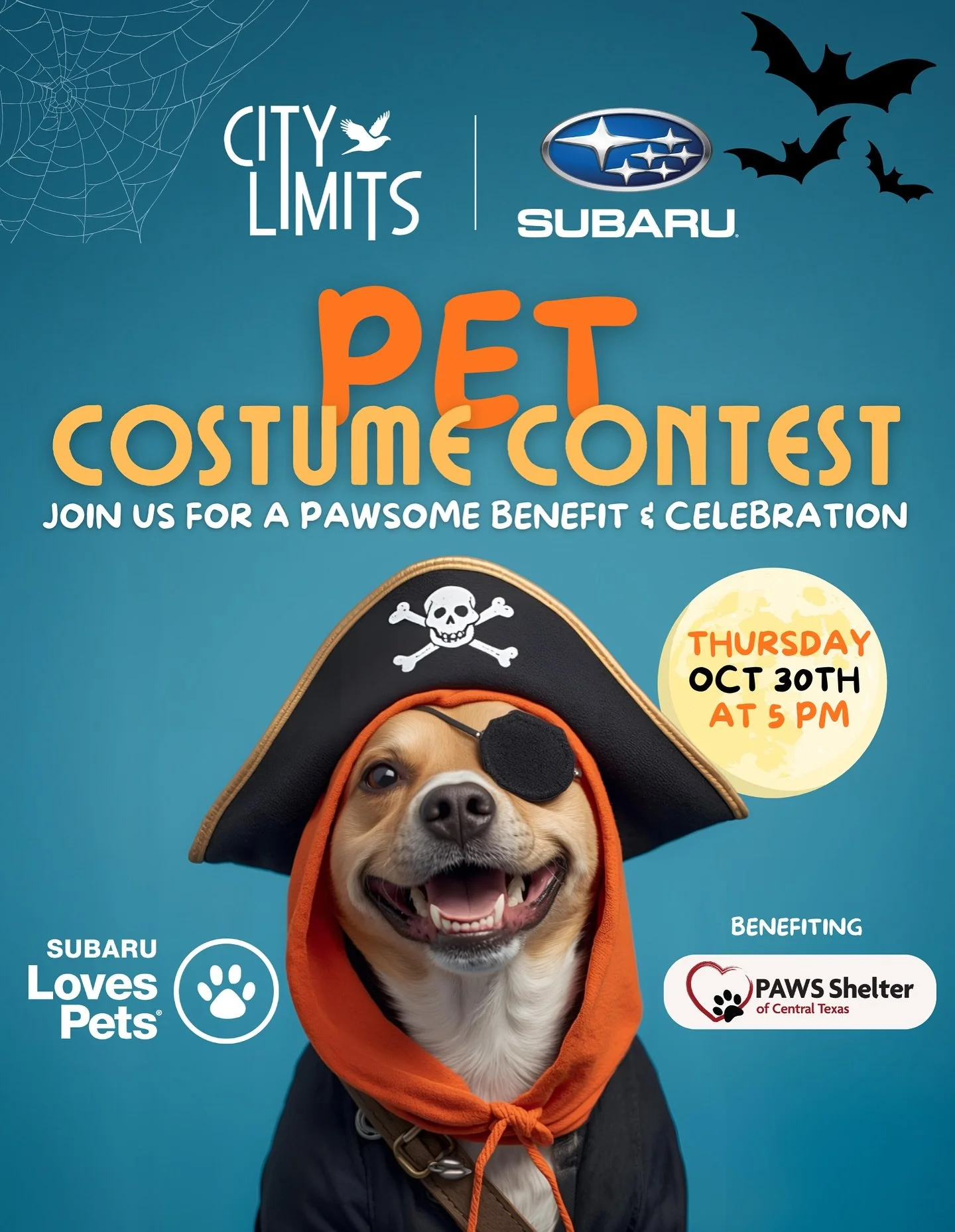 Don&rsquo;t forget to come see us and @south.austin.dog.center this Thursday from 5-7pm at @citylimitssubaru in Buda! Furry friends welcomed, especially in costume! 🎃 There will be games and prizes! 🎉 This event benefits @pawsshelter 🐾 We hope to 