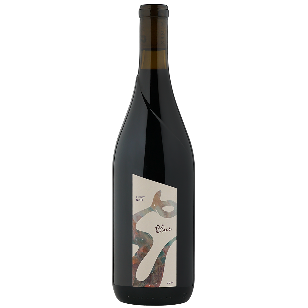 Burgundy wine bottle with modern label design