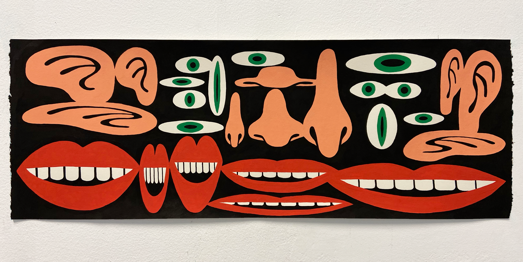 Who Me, acrylic on paper, 8 x 22 inches