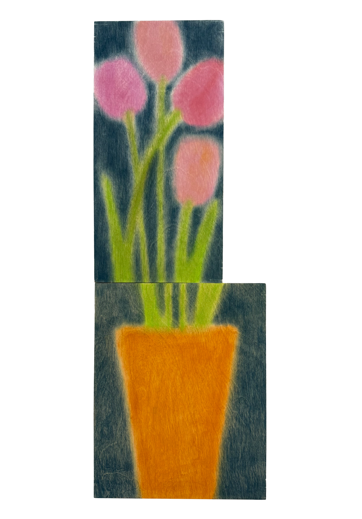 Missed Connection, Soft Pastel on wood panels, 10 x 22 in.