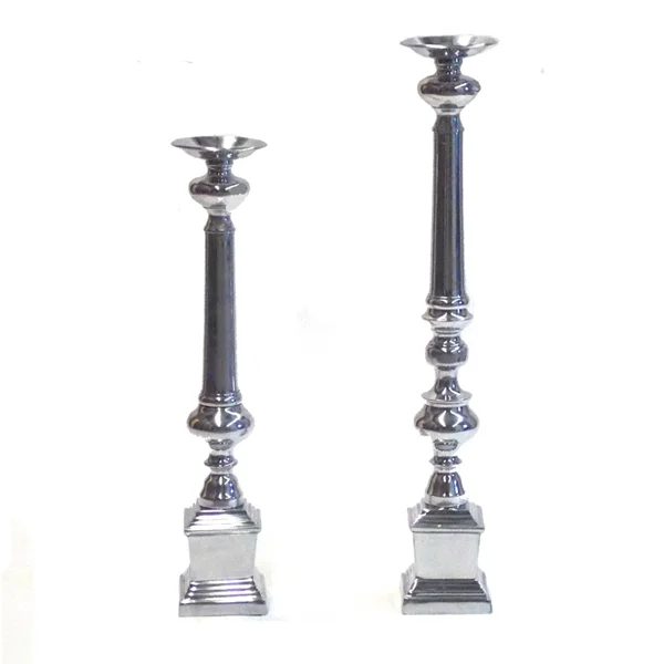 Silver Pillar Candle Holder